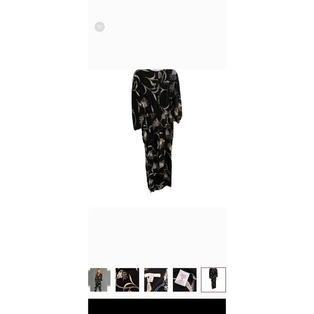 Joie Shaila Floral Balloon‎ Sleeve Jumpsuit Black Silk Womens M Casual Formal